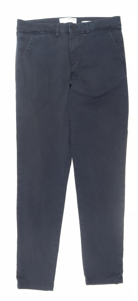 Mens UK Size M Selected Homme Slim Fit Chino Blue Trousers