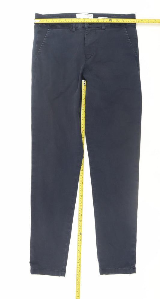 Mens UK Size M Selected Homme Slim Fit Chino Blue Trousers