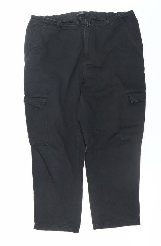 Mens UK Size 18 Dunnes Regular Fit Cargo Black Trousers
