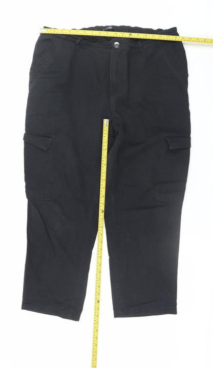Mens UK Size 18 Dunnes Regular Fit Cargo Black Trousers