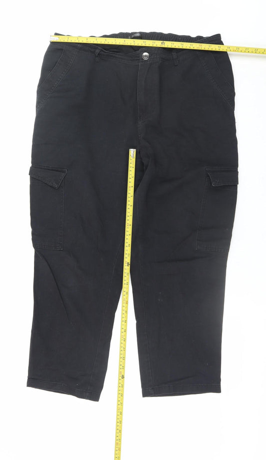 Mens UK Size 18 Dunnes Regular Fit Cargo Black Trousers