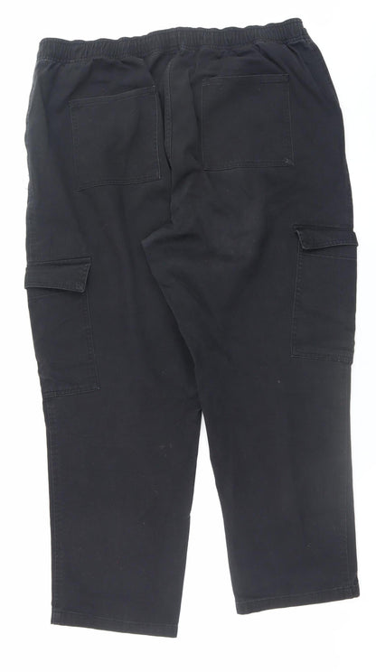 Mens UK Size 18 Dunnes Regular Fit Cargo Black Trousers