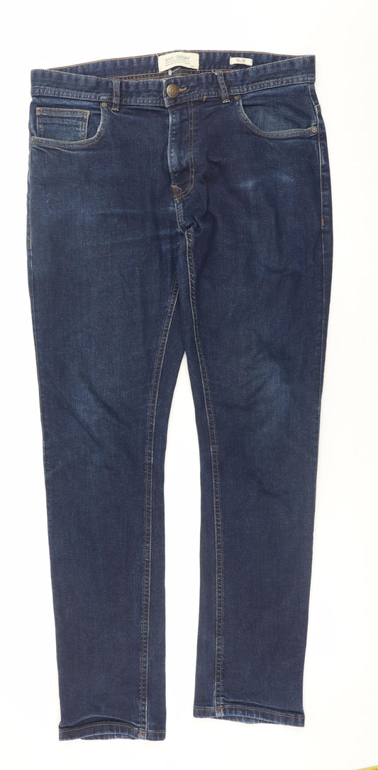 Mens UK Size 34R ASW85 Denim Slim Fit Straight Blue Jeans