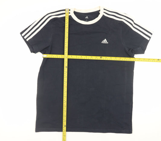 Adidas Men's Navy Blue Crew Neck Short Sleeve Cotton T-Shirt Size S