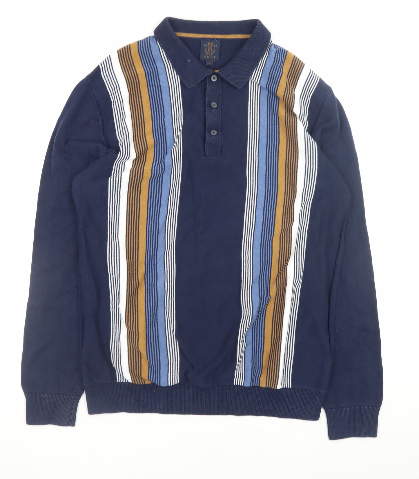 Mens UK Size L NEXT Blue Henley Jumper