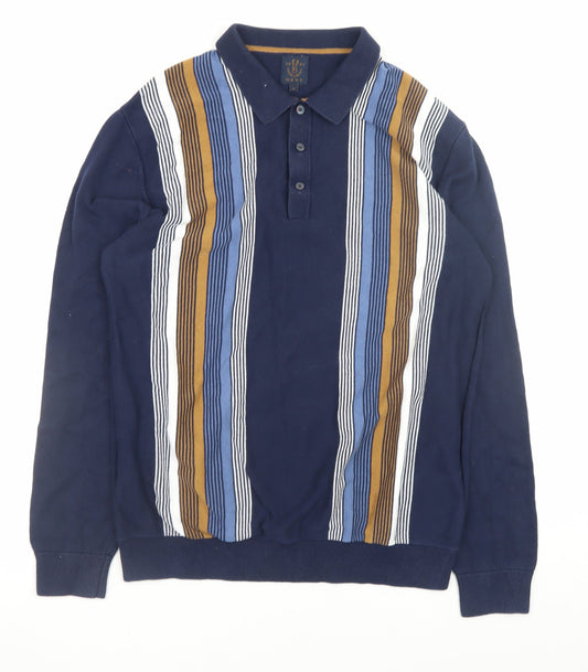 Mens UK Size L NEXT Blue Henley Jumper