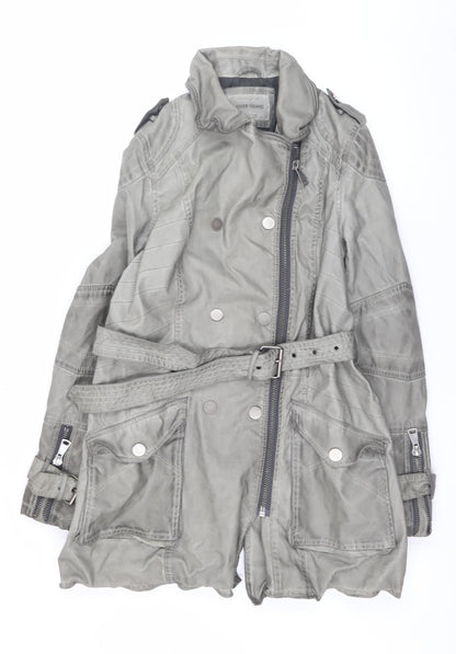 Womens UK Size 14 River Island Grey Trench Coat