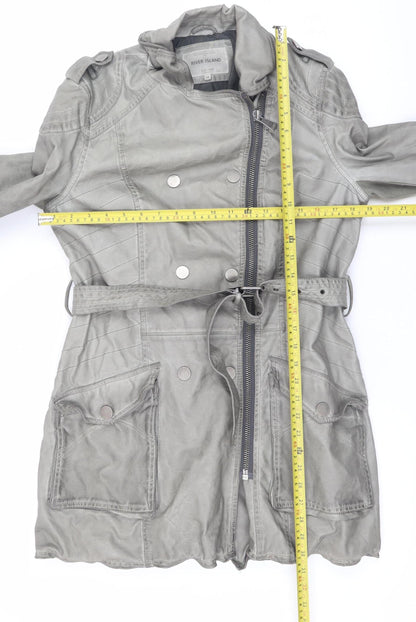 Womens UK Size 14 River Island Grey Trench Coat