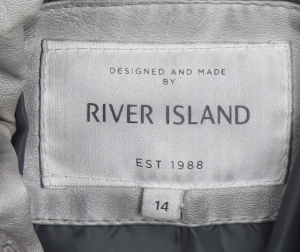 Womens UK Size 14 River Island Grey Trench Coat