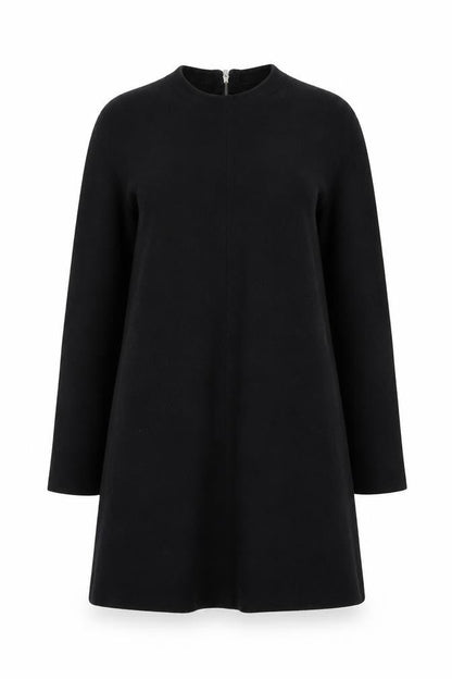 Zara Women Black Knit Shift Dress L Long Sleeve Round Neck