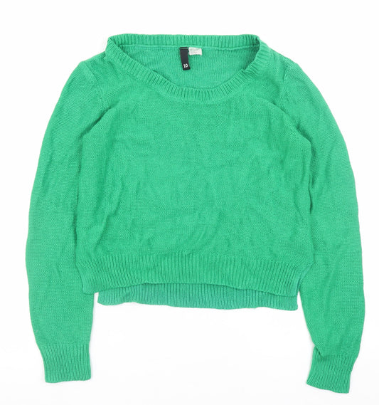 Womens UK Size 10 H&M Green Pullover Jumper