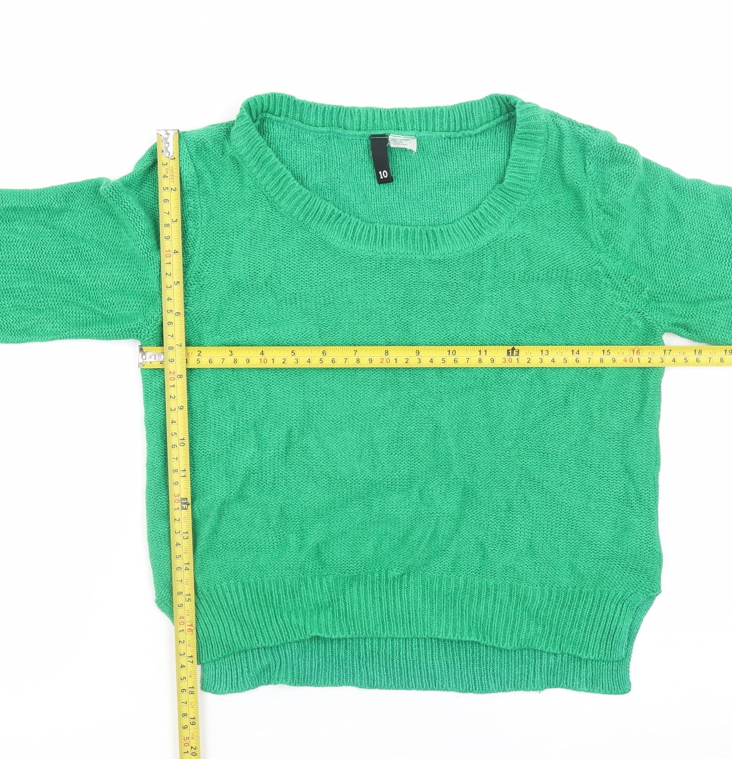 Womens UK Size 10 H&M Green Pullover Jumper