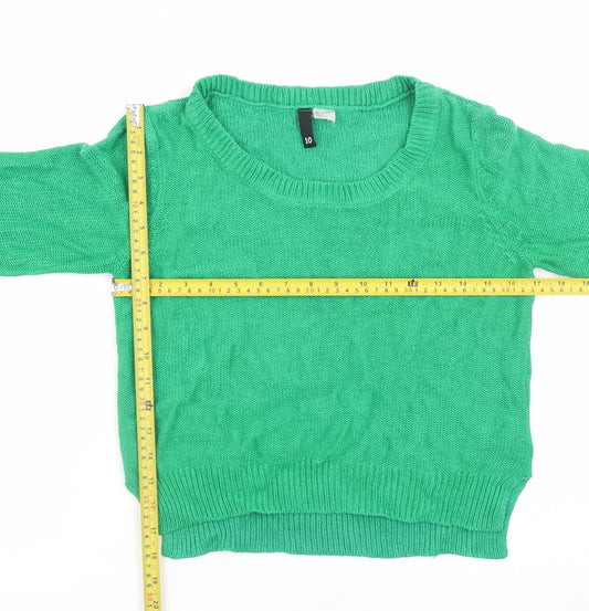 Womens UK Size 10 H&M Green Pullover Jumper