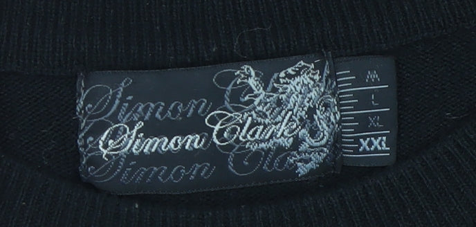 Mens UK Size 2XL Simon Clark Black Pullover Jumper
