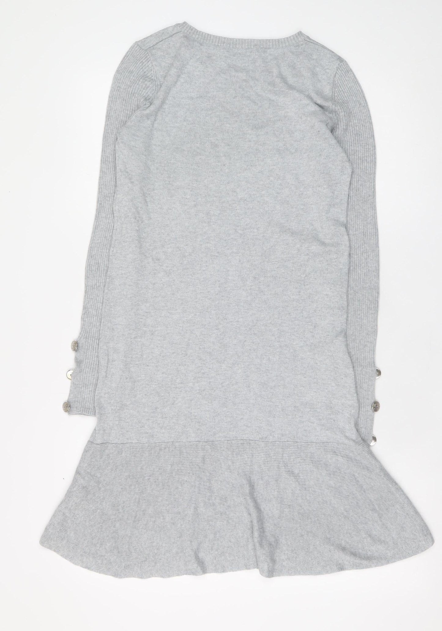 Tu Women Grey Size 8 Knit Sweater Dress Long Sleeve Crew Neck