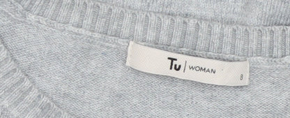Tu Women Grey Size 8 Knit Sweater Dress Long Sleeve Crew Neck