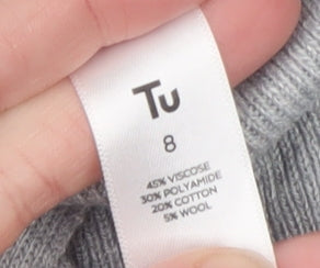 Tu Women Grey Size 8 Knit Sweater Dress Long Sleeve Crew Neck