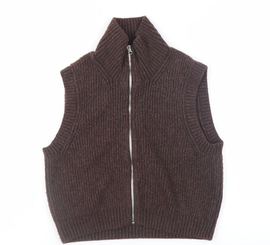 Womens UK Size XS Weekday Brown Vest Jumper