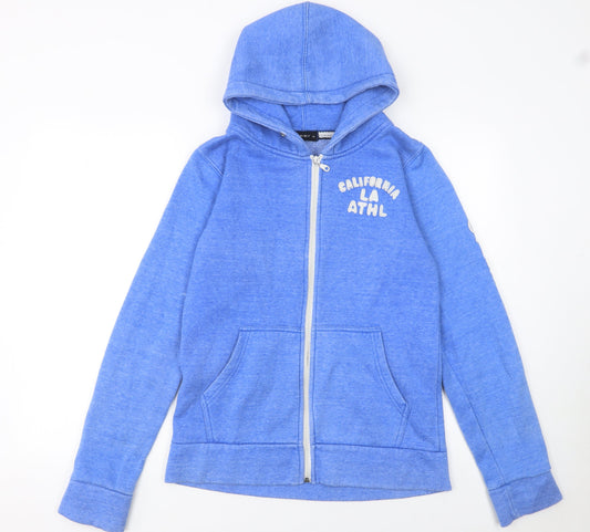 Womens UK Size 14 Exhibit Blue Full Zip Hoodie