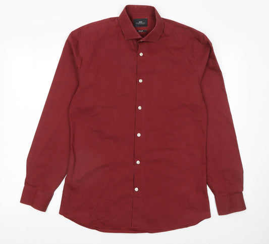 Mens UK Collar Size 15.5 Moss London Smart Red  Dress Shirt