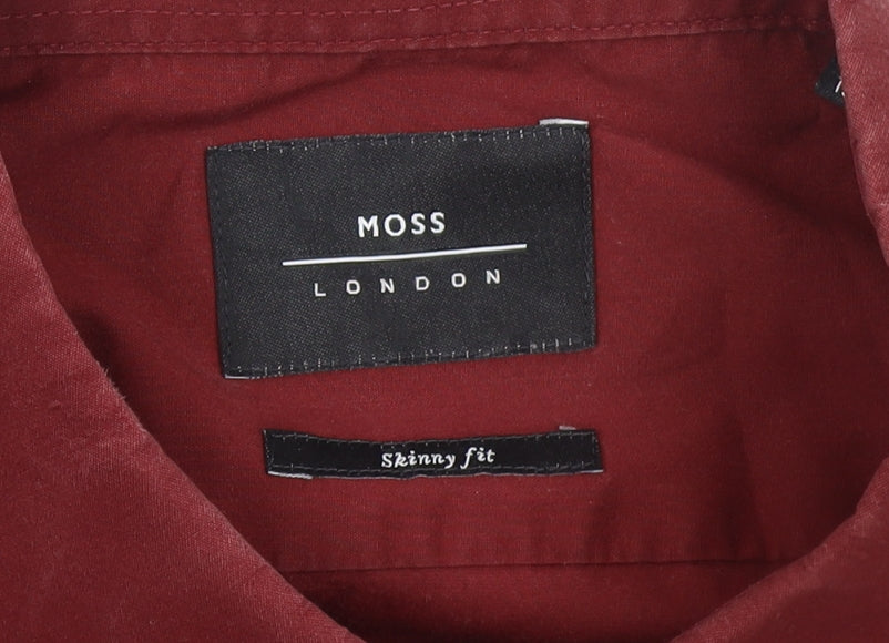 Mens UK Collar Size 15.5 Moss London Smart Red  Dress Shirt