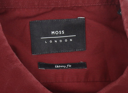 Mens UK Collar Size 15.5 Moss London Smart Red  Dress Shirt
