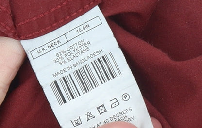 Mens UK Collar Size 15.5 Moss London Smart Red  Dress Shirt