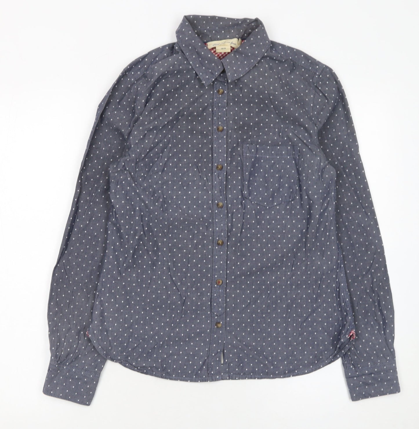 Womens UK Size 10 H&M Blue Basic Button-Up