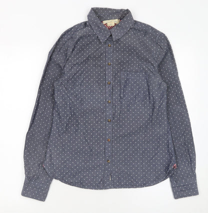 Womens UK Size 10 H&M Blue Basic Button-Up
