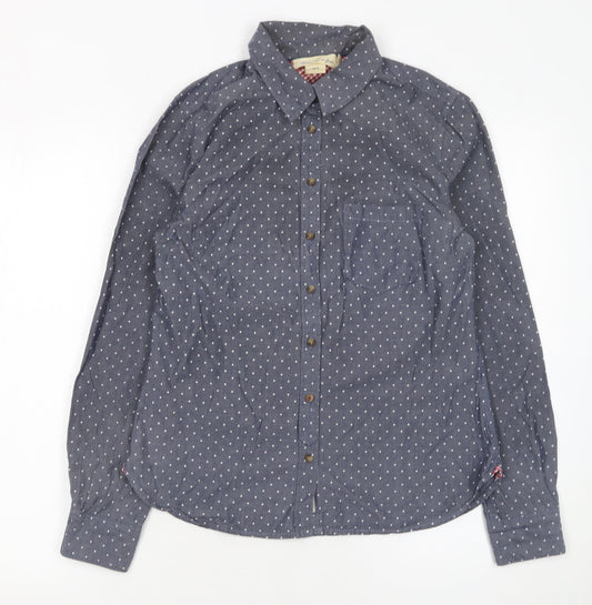 Womens UK Size 10 H&M Blue Basic Button-Up