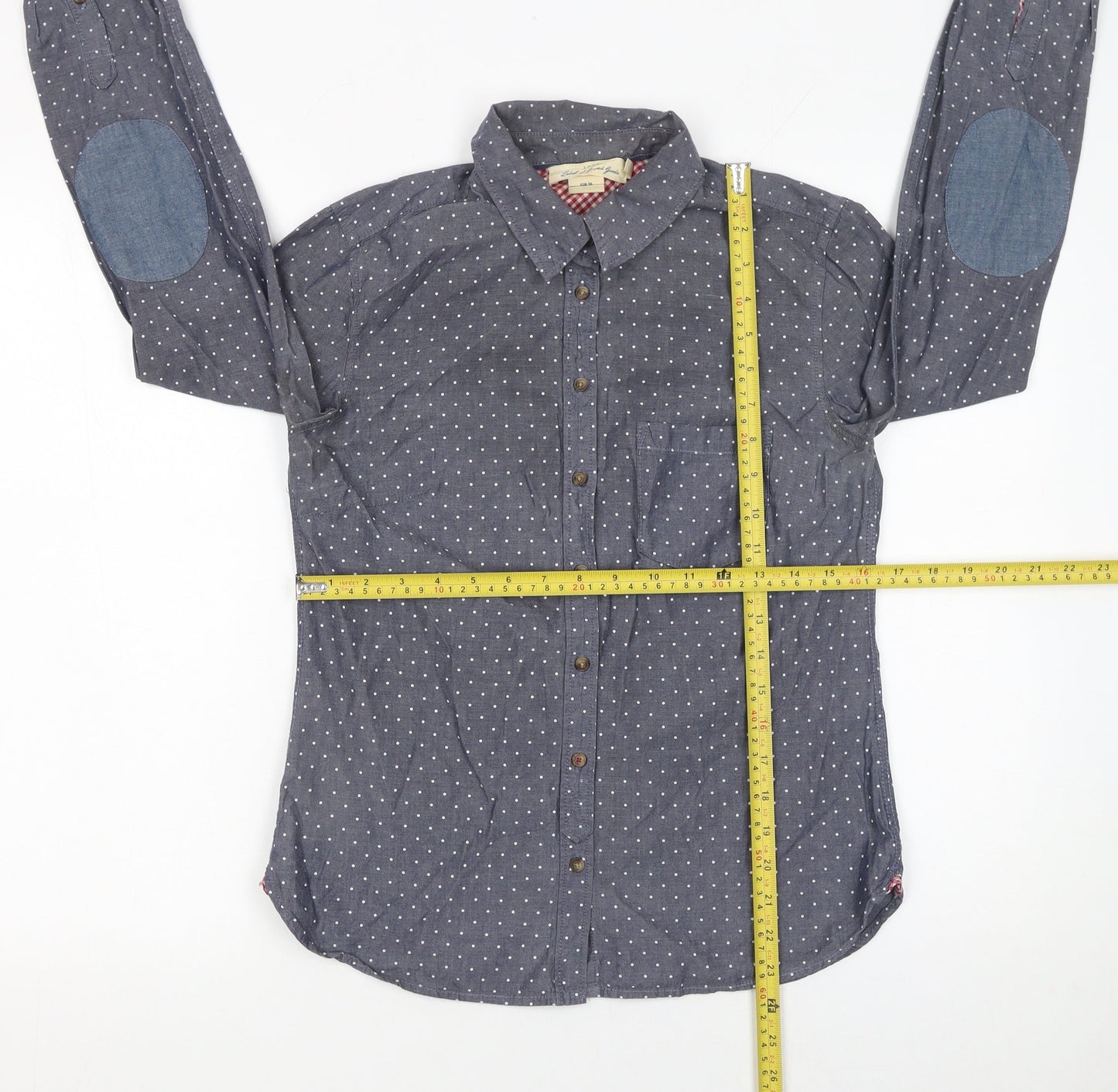 Womens UK Size 10 H&M Blue Basic Button-Up