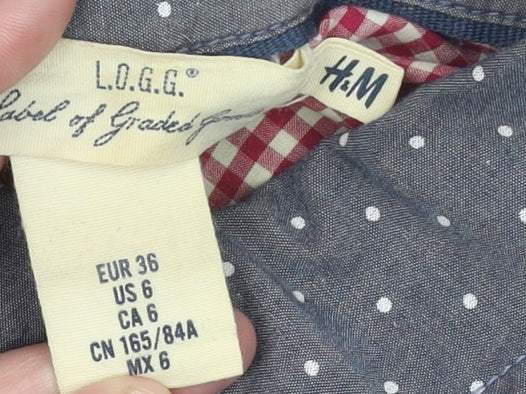 Womens UK Size 10 H&M Blue Basic Button-Up