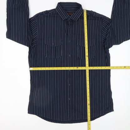 Burton Men's Blue Striped Long Sleeve Cotton Button-Up Shirt L