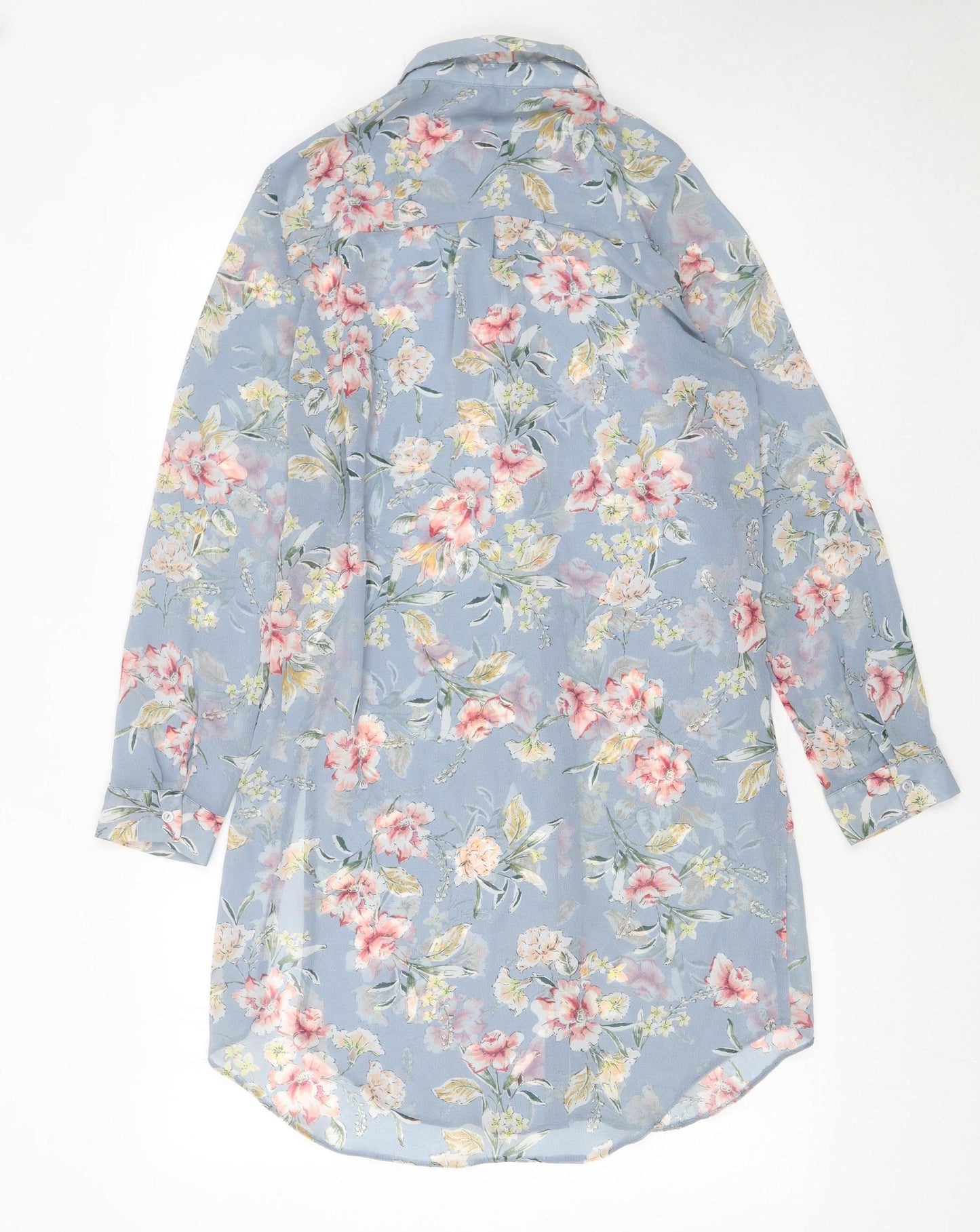 Womens UK Size 10 New Look Blue Tunic Button-Up