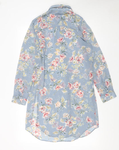 Womens UK Size 10 New Look Blue Tunic Button-Up