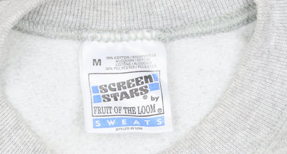 Womens UK Size M Fruit of the Loom Grey Pullover Sweatshirt