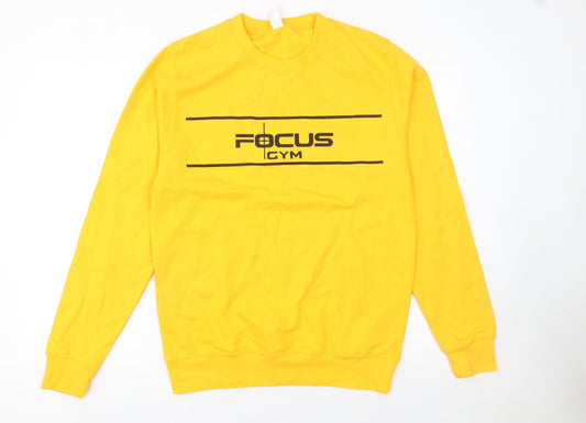 Mens UK Size S JustHoods Yellow Pullover Sweatshirt
