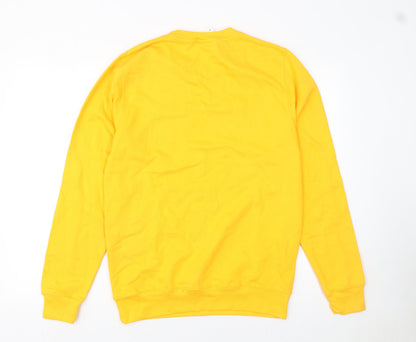 Mens UK Size S JustHoods Yellow Pullover Sweatshirt