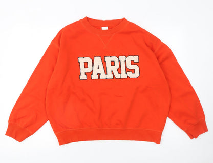 Womens UK Size M H&M Orange Pullover Sweatshirt