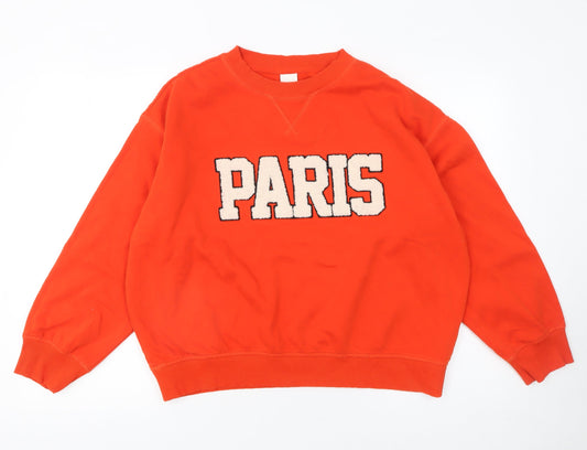 Womens UK Size M H&M Orange Pullover Sweatshirt