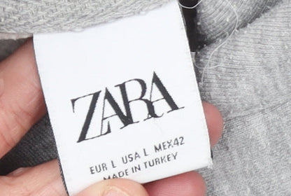 Womens UK Size L Zara Grey Pullover Hoodie