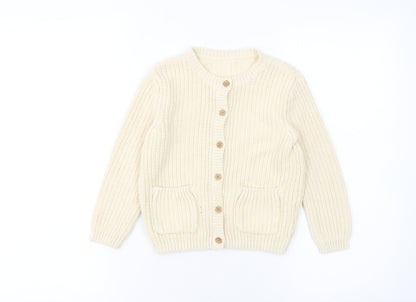 Girls UK Size 5-6 Years George Ivory Cardigan Jumper