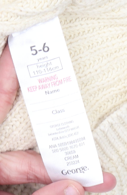 Girls UK Size 5-6 Years George Ivory Cardigan Jumper