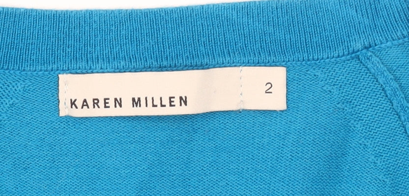 Womens UK Size 10 Karen Millen Blue Cardigan Jumper