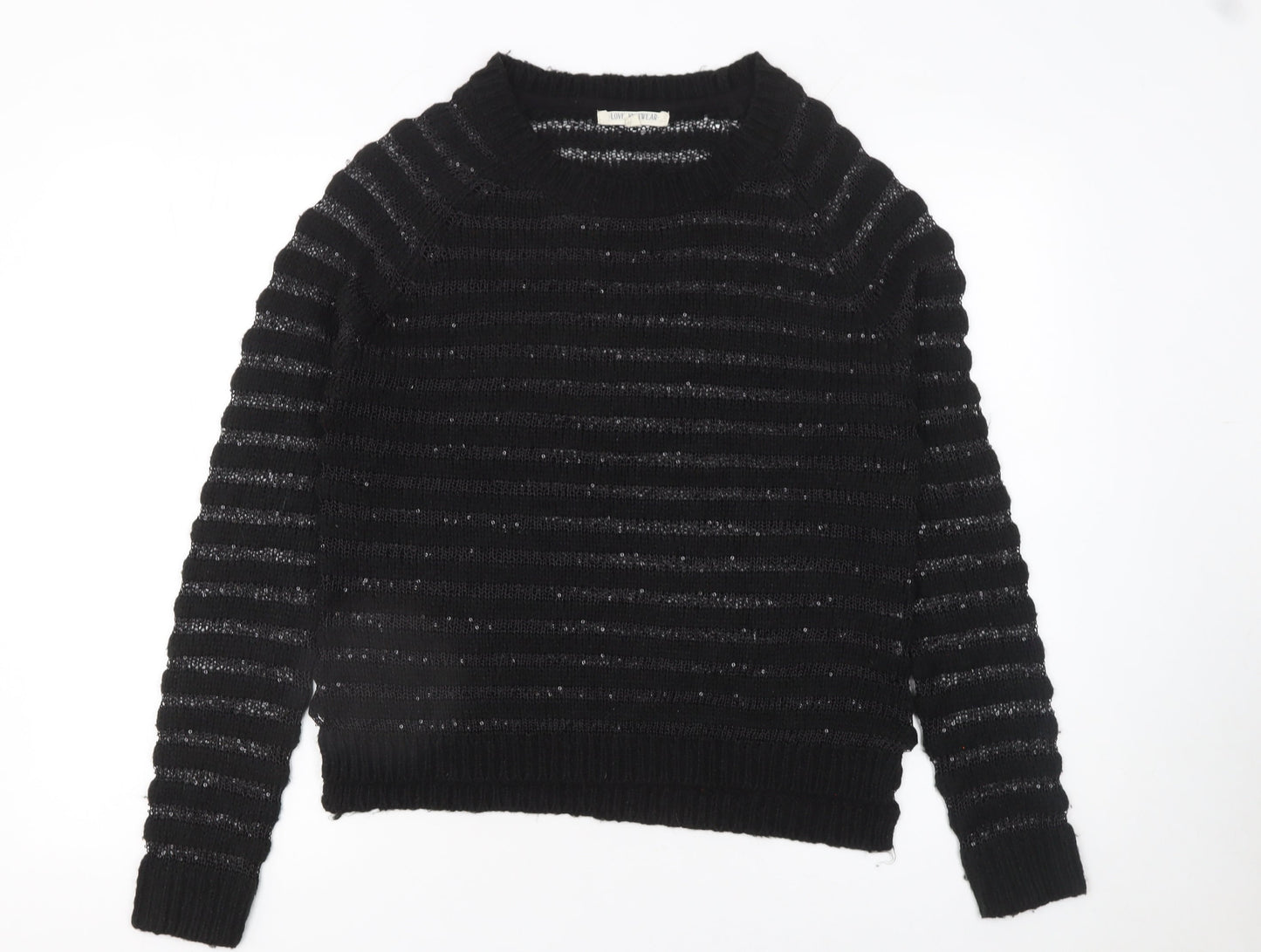 Womens UK Size 12 Love Knitwear Black Pullover Jumper
