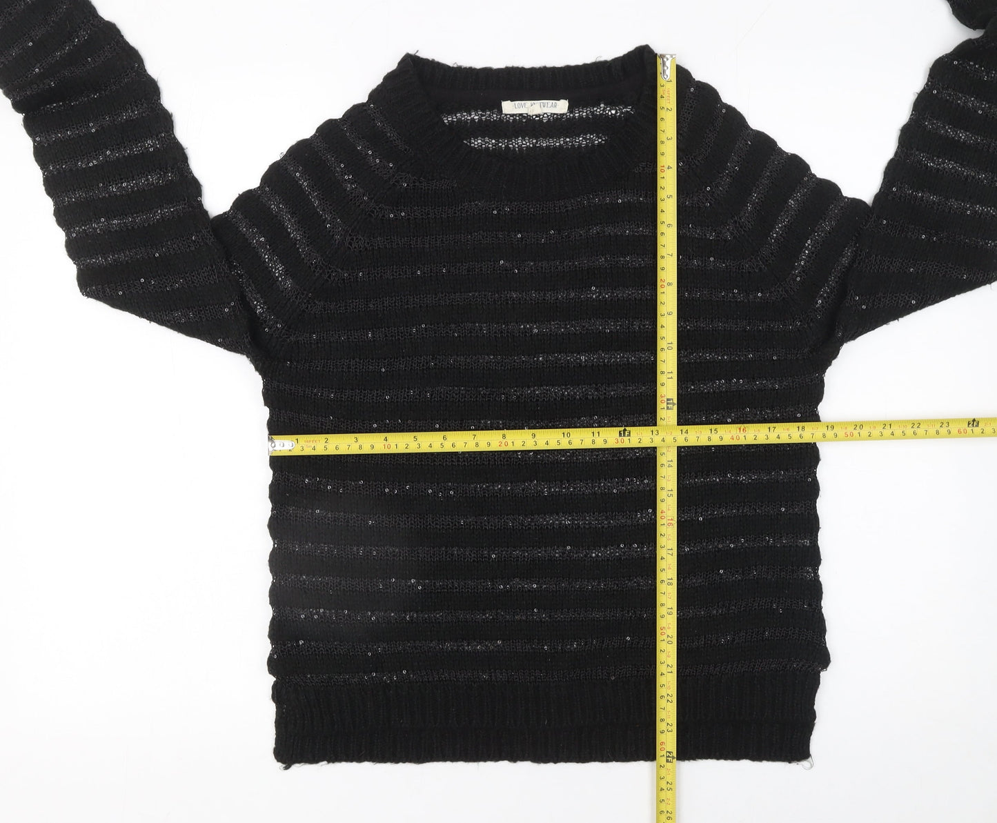 Womens UK Size 12 Love Knitwear Black Pullover Jumper