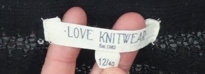 Womens UK Size 12 Love Knitwear Black Pullover Jumper