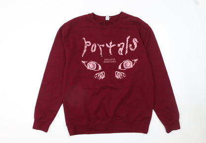 Womens UK Size L JustHoods AWDis Red Pullover Sweatshirt