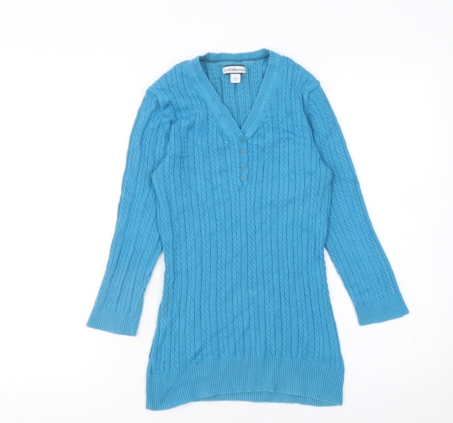 Womens UK Size S Croft & Barrow Blue Henley Jumper