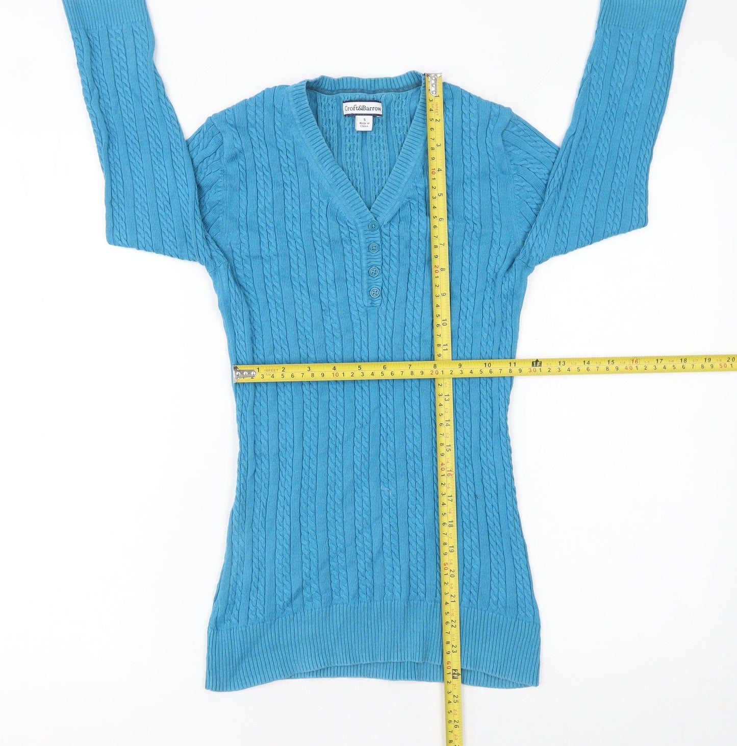 Womens UK Size S Croft & Barrow Blue Henley Jumper